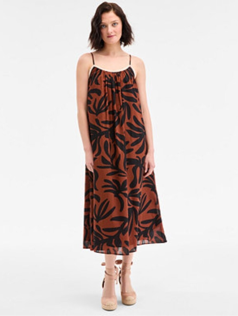 On 34th Spaghetti Strap Rust and Black Printed Slip Dress